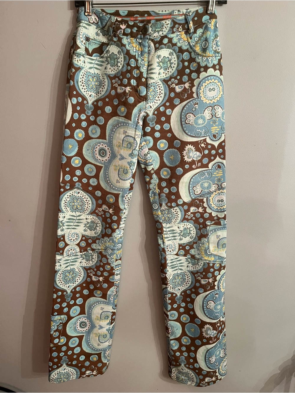 Oilily Blue & Brown Floral Pants - Size 4